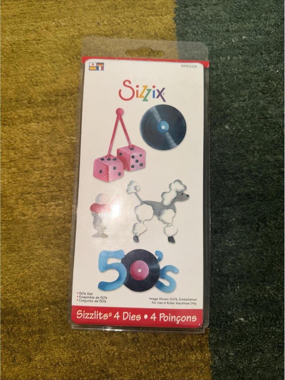 Sizzix Sizzles 4 Dies 1950s Dice Sundae Records Poodle NEW
